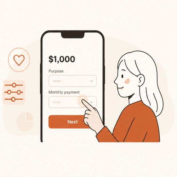 Step 1 illustration: set your amount and preferences